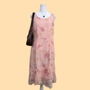 pink floral y2k sleeveless midi dress